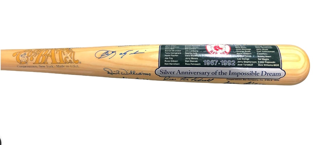 (JSA) Boston Red Sox 1967-1992 Cooperstown Signed Team Bat (1 of 4)