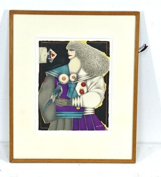 in Richard Lindner Lithograph Print Artwork USA Signed Framed 20.5 x 17.1 - 2