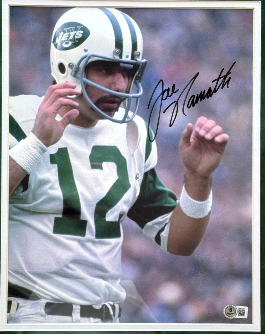 (Beckett) Joe Namath Autographed Jets 11x14 Framed Football Photo - 2