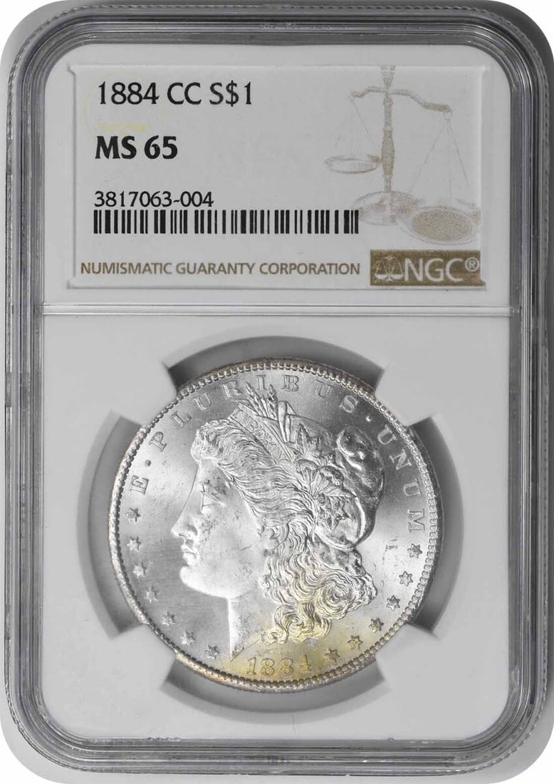NGC 1884-CC Morgan Silver Dollar MS65: NGC 1884-CC Morgan Silver Dollar MS65 This listing features NGC 1884-CC Morgan Silver Dollar MS65. Item specifics are provided below. Item Specifics: Country Of Origin: United States Certification: NG