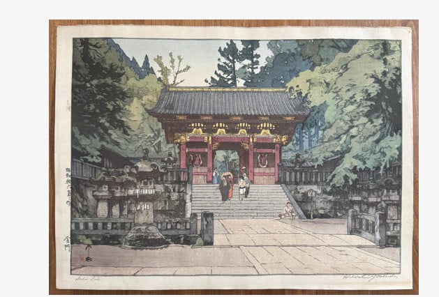 autographed 1941 - Hiroshi Yoshida "Kinmon" woodblock print (1 of 7)