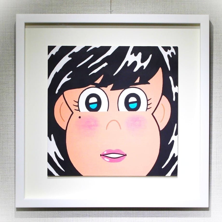 paper JUN OSON Original Painting "Face" Japan Signed Framed Acrylic on - 2