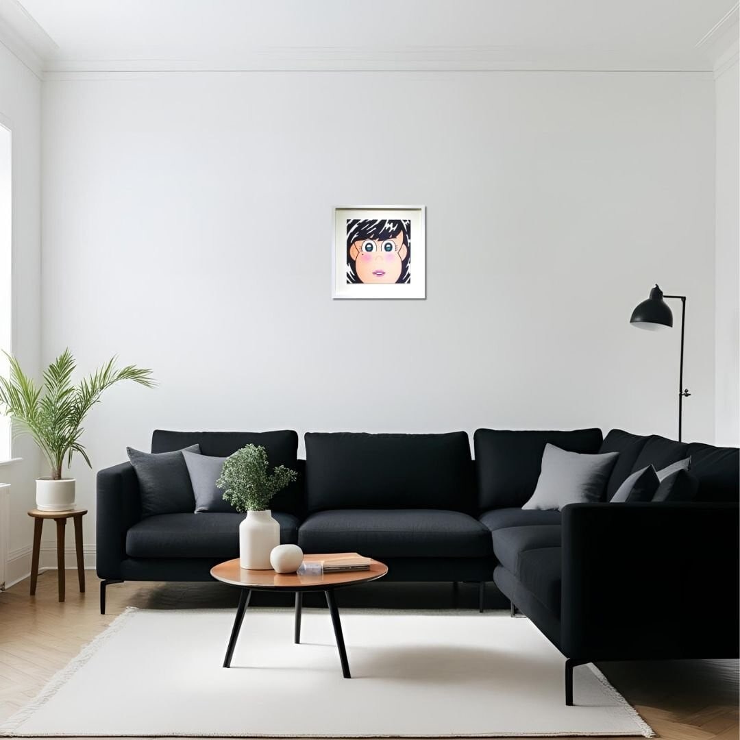 paper JUN OSON Original Painting "Face" Japan Signed Framed Acrylic on - 4