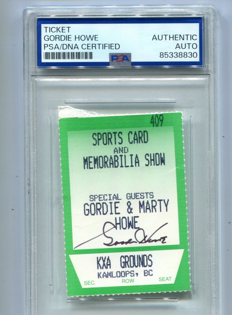 Auth Gordie Howe Sports Cards & Memorabilia Show Ticket Signed PSA Auto (1 of 2)