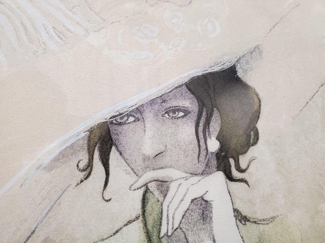 Frame Loppo Martinez "Chapeau Blanc" Etching Hand-Colored EA X/ XV Signed w/ - 2