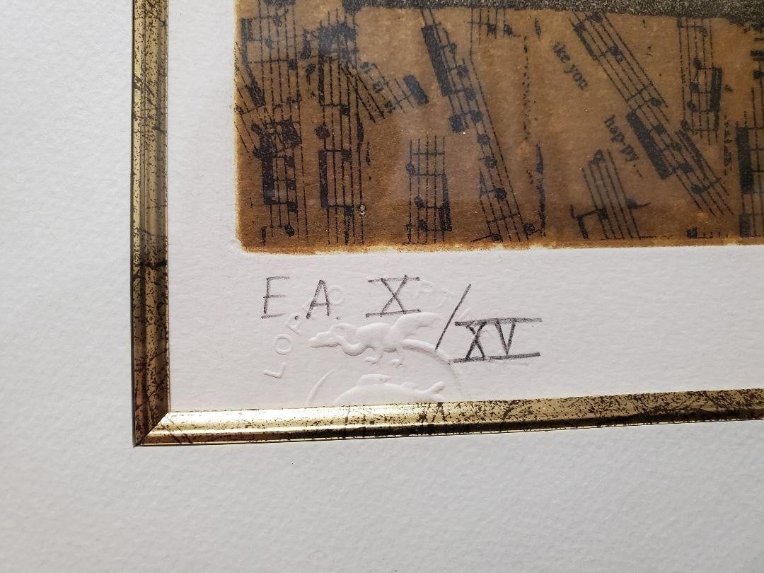 Frame Loppo Martinez "Chapeau Blanc" Etching Hand-Colored EA X/ XV Signed w/ - 3