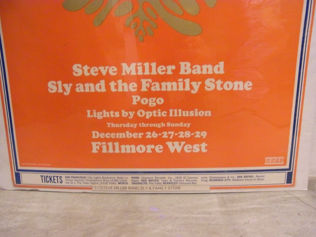 Band Fillmore West Concert Live Poster Bill Graham 1968 WES WILSON Steve Miller - 3