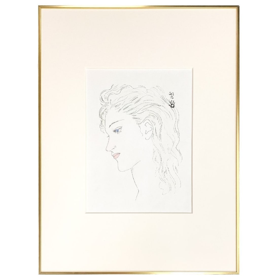Framed Tsuguharu Foujita Madeleine Profile Hand-Colored Lithograph Signed - 2