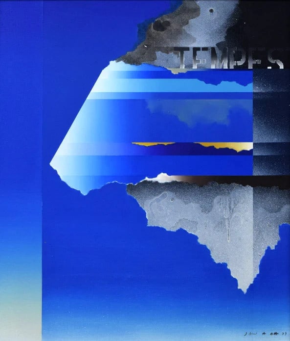 good Tetsuro Sawada TEMPEST Oil Painting 1978 Signed Framed Original Vintage - 2