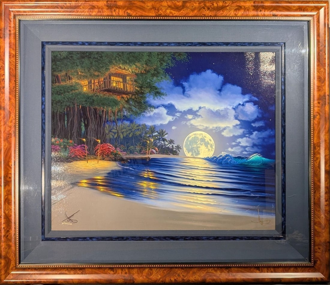 Signed AP Edition 175 Framed Hawaii - John Al Hogue "Moonlit Magic" Canvas Gicle (1 of 7)