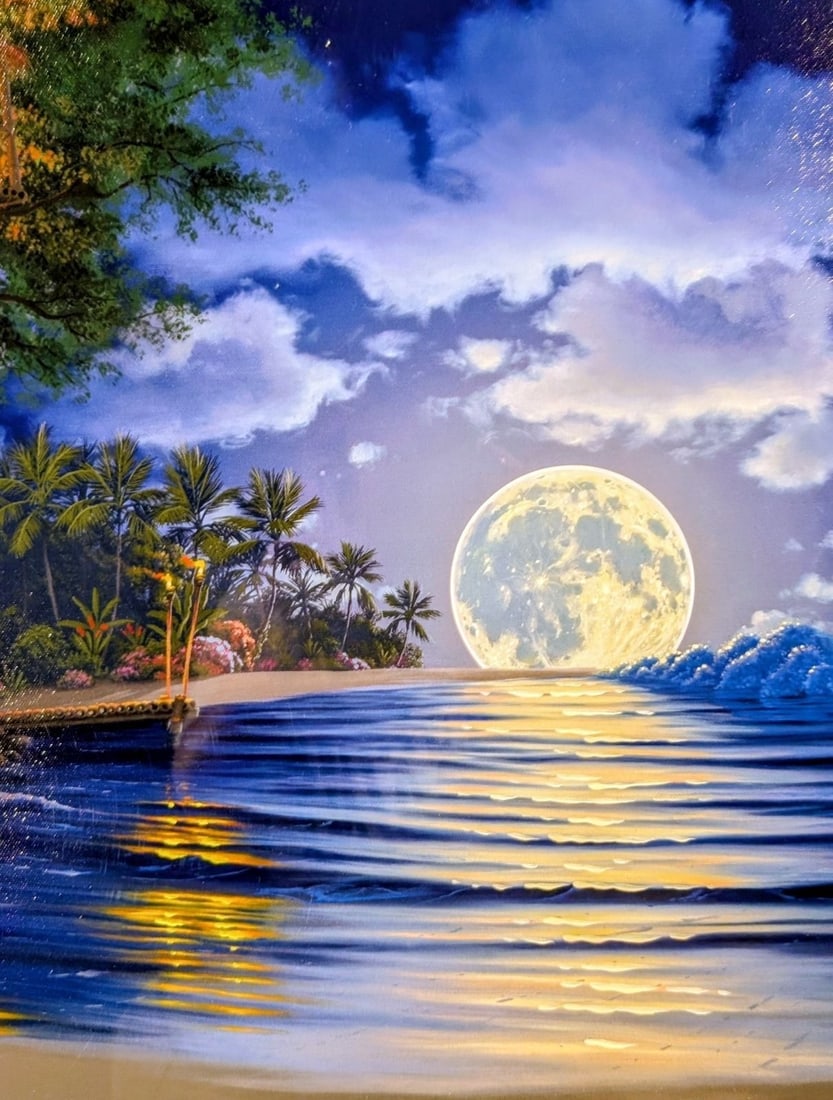 Signed AP Edition 175 Framed Hawaii - John Al Hogue "Moonlit Magic" Canvas Gicle - 2