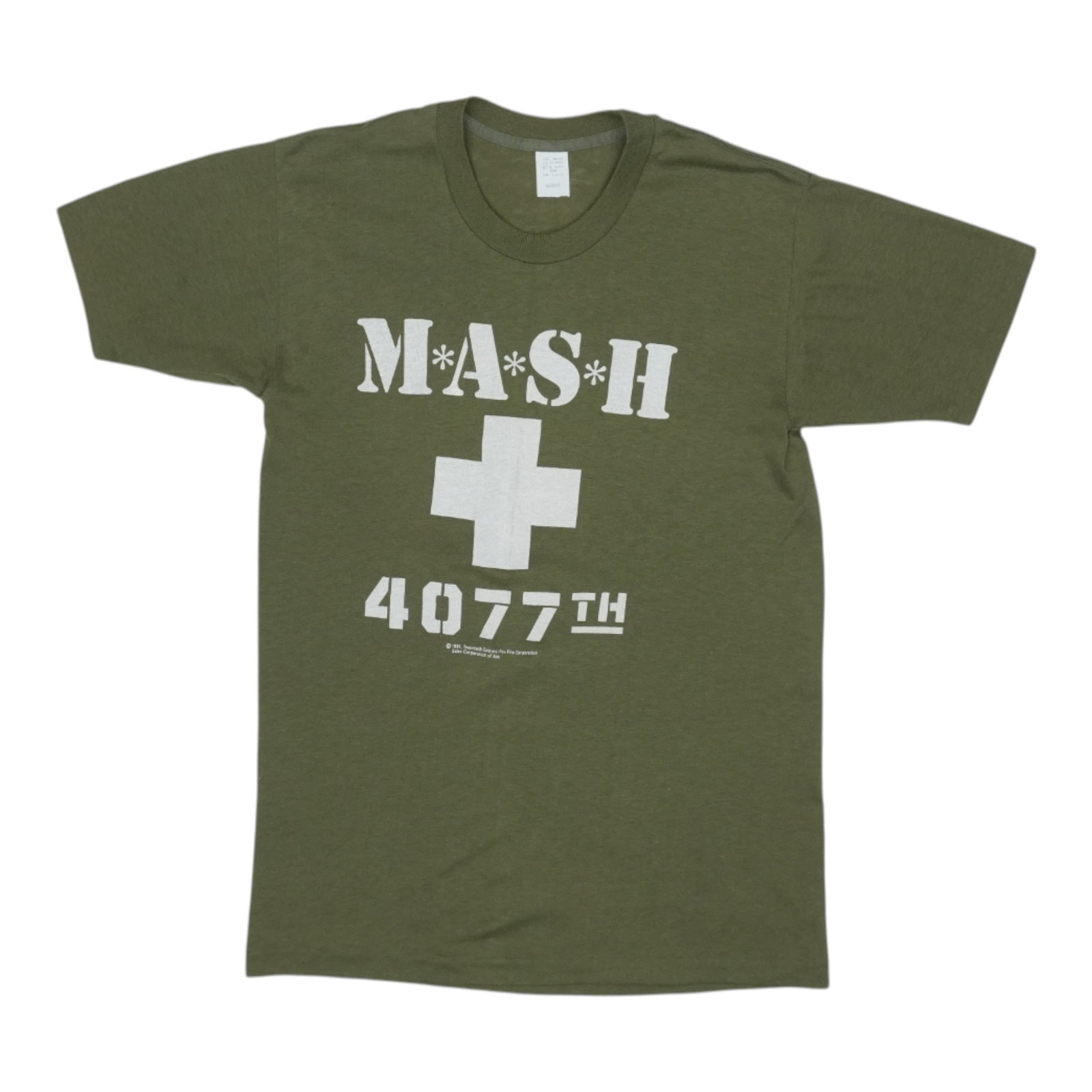 Shirt 1981 MASH 4077th: Shirt 1981 MASH 4077th This listing features Shirt 1981 MASH 4077th. Item specifics are provided below. Item Specifics: Size: Large Tag Size: Large Material: 100% Cotton Color: Green Era: 1980s Pit