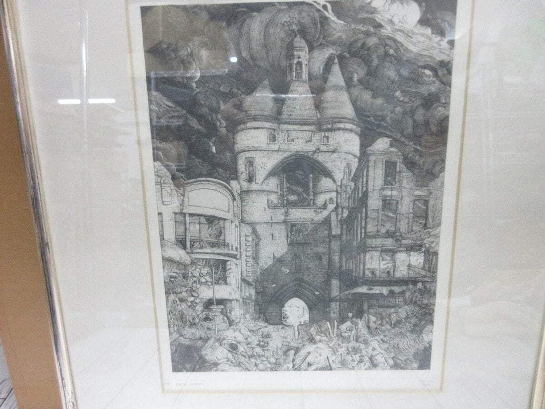 Landscape of Bordeaux Original Etching Signed Numbered Framed - Philippe Mohlitz - 2