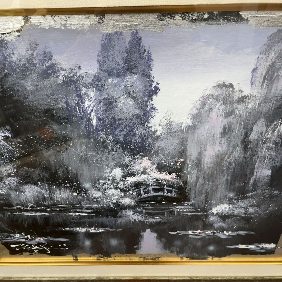 III Nate Giorgio (US) Original Acrylic Painting Signed & Inscribed Water Garden - 3