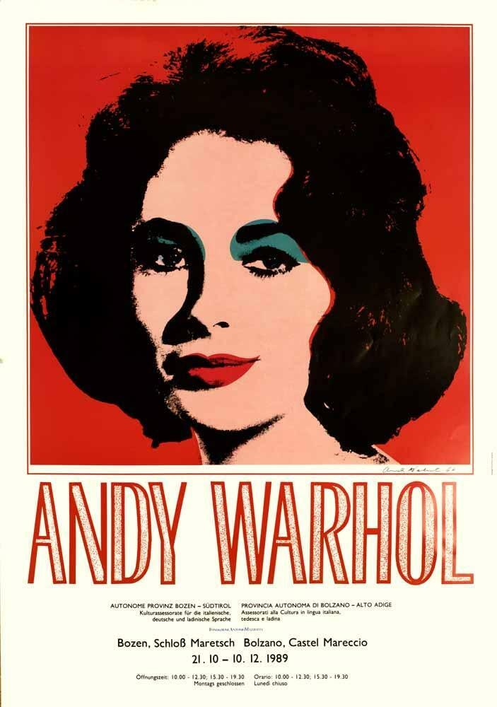 Linen Elizabeth Taylor "Liz" Andy Warhol Poster 1989 Exhibition On - 3