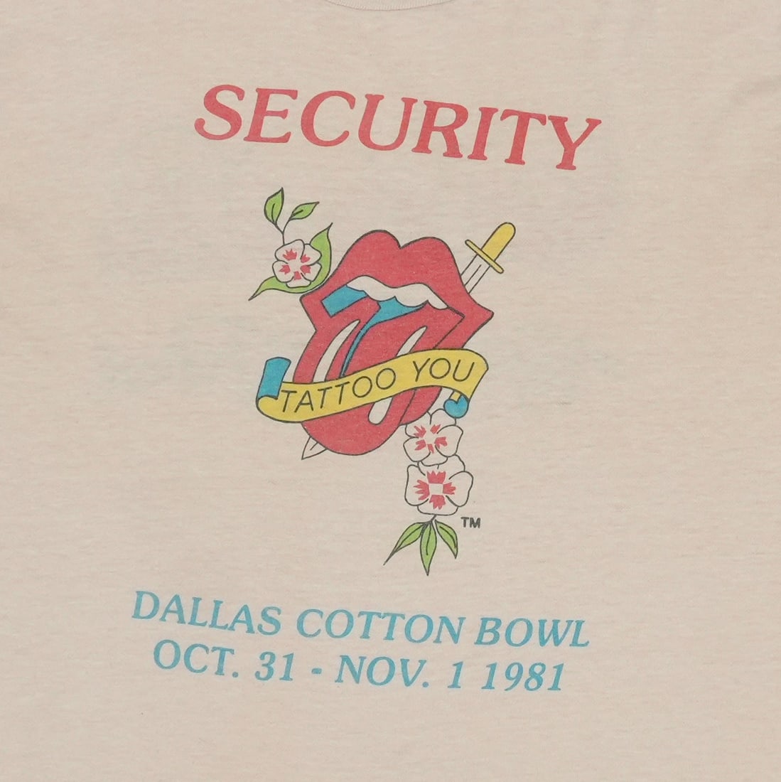Shirt 1981 Rolling Stones Security Dallas Concert - 3