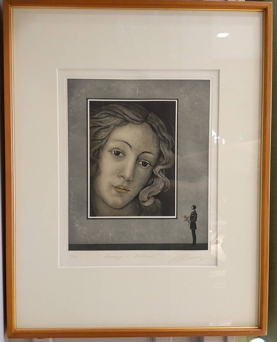 Art Volker Kuhn Etching "Hommage to Botticelli" Signed 59/ 300 Framed German (1 of 8)