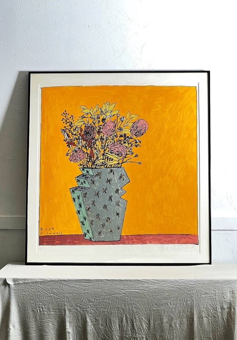 250 Ken Done Bush Flowers Framed Lithograph Pencil Signed 230/ - 2