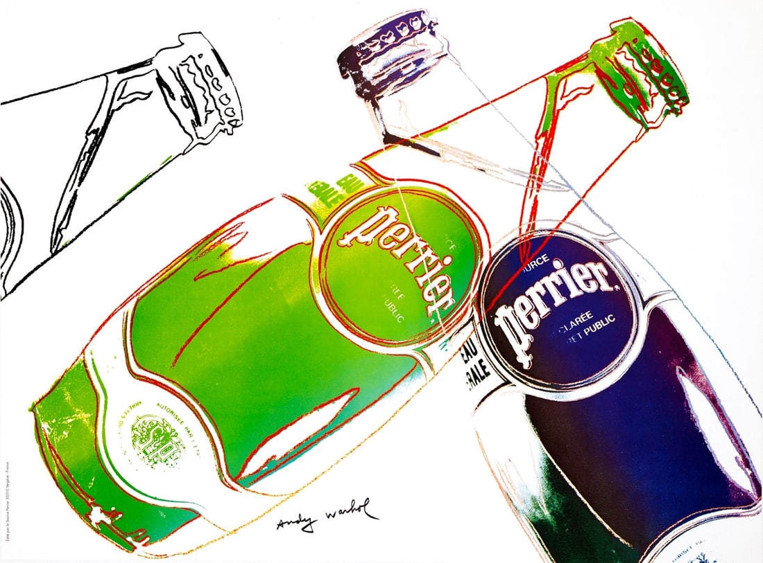 Printing Andy Warhol 1983 Vintage Pop Art Poster For Perrier Original 1St - 2