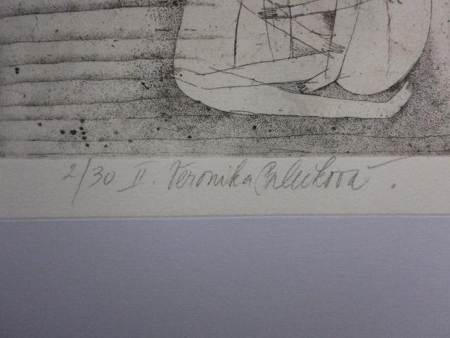 Art Veronika Paleckova "Portrait" Signed Etching Limited 30 Framed Czech - 5