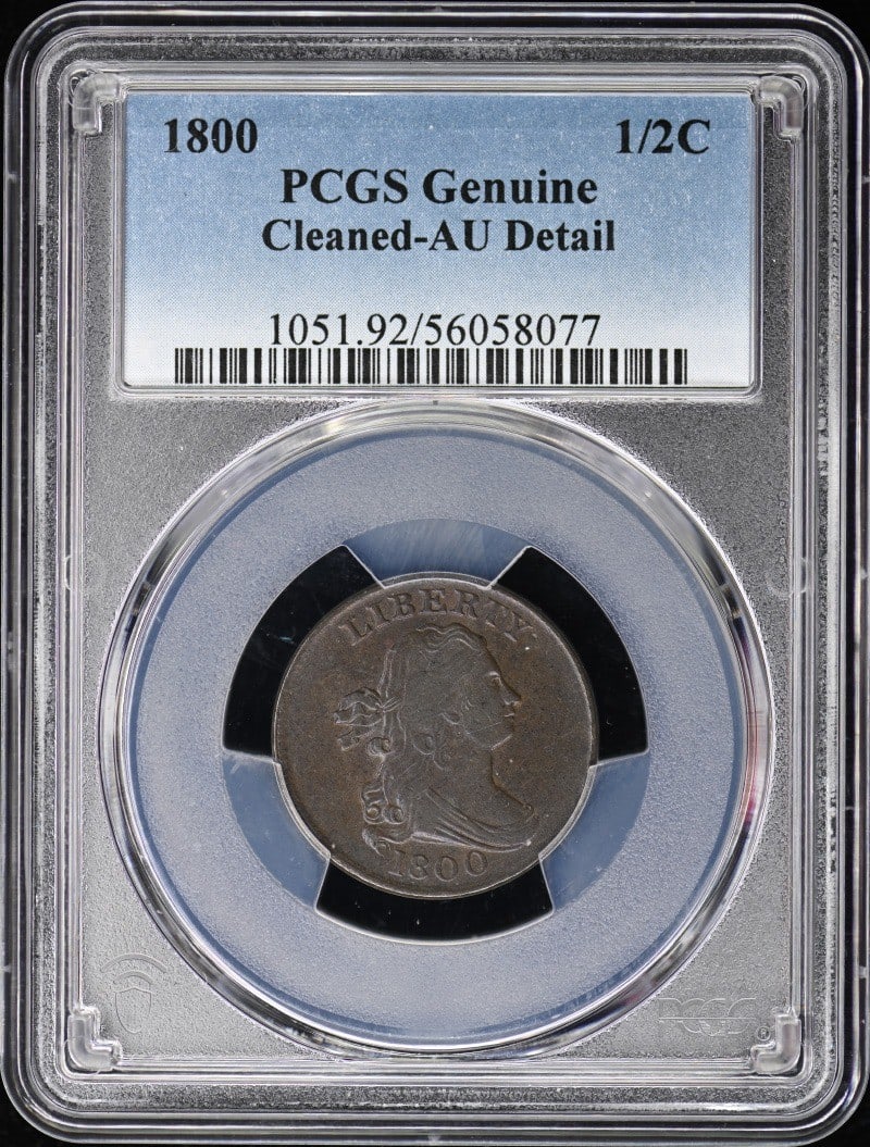 Details 1800 1/ 2C Draped Bust Half Cent PCGS AU (1 of 1)