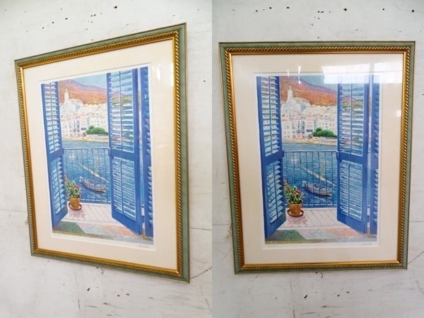 Framed Francisco Bosch Hand Signed Lithograph "Mediterranean Window View" 42/ 300 - 2