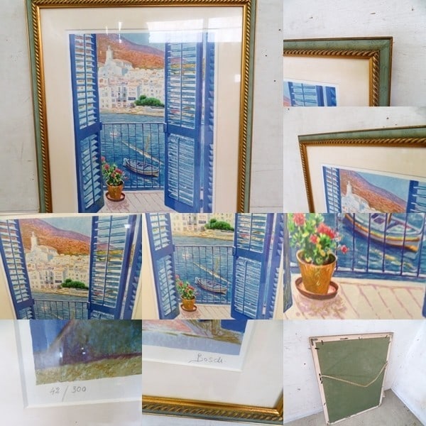 Framed Francisco Bosch Hand Signed Lithograph "Mediterranean Window View" 42/ 300 - 3