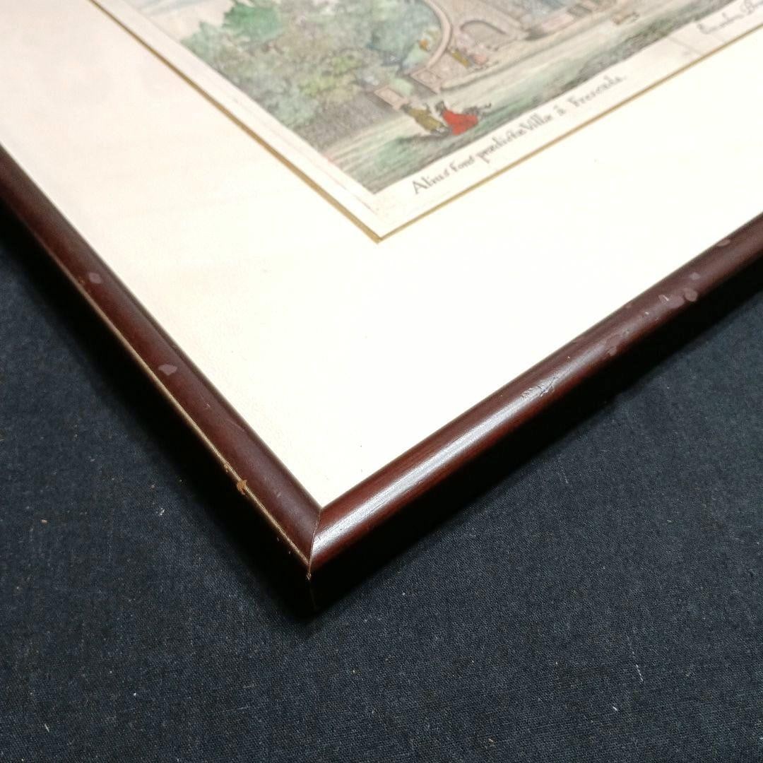 Print 1685 Falda Hand-Colored Engraving "Villa Frescada Fountain" Rome Antique - 13