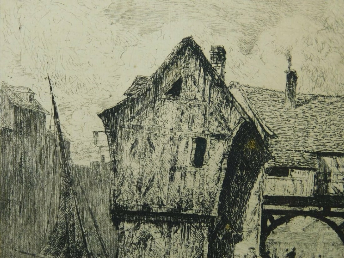 Framed Paul HUET (Paris) Original Etching Pencil Signed Numbered - 2