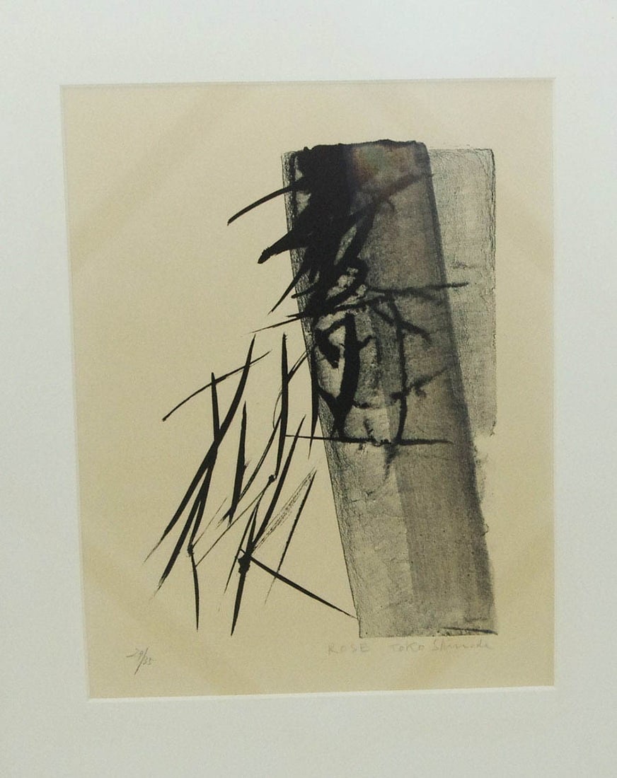 Art Toko Shinoda ROSE 1976 Original Lithograph Signed 29/ 35 Japanese Abstract - 2