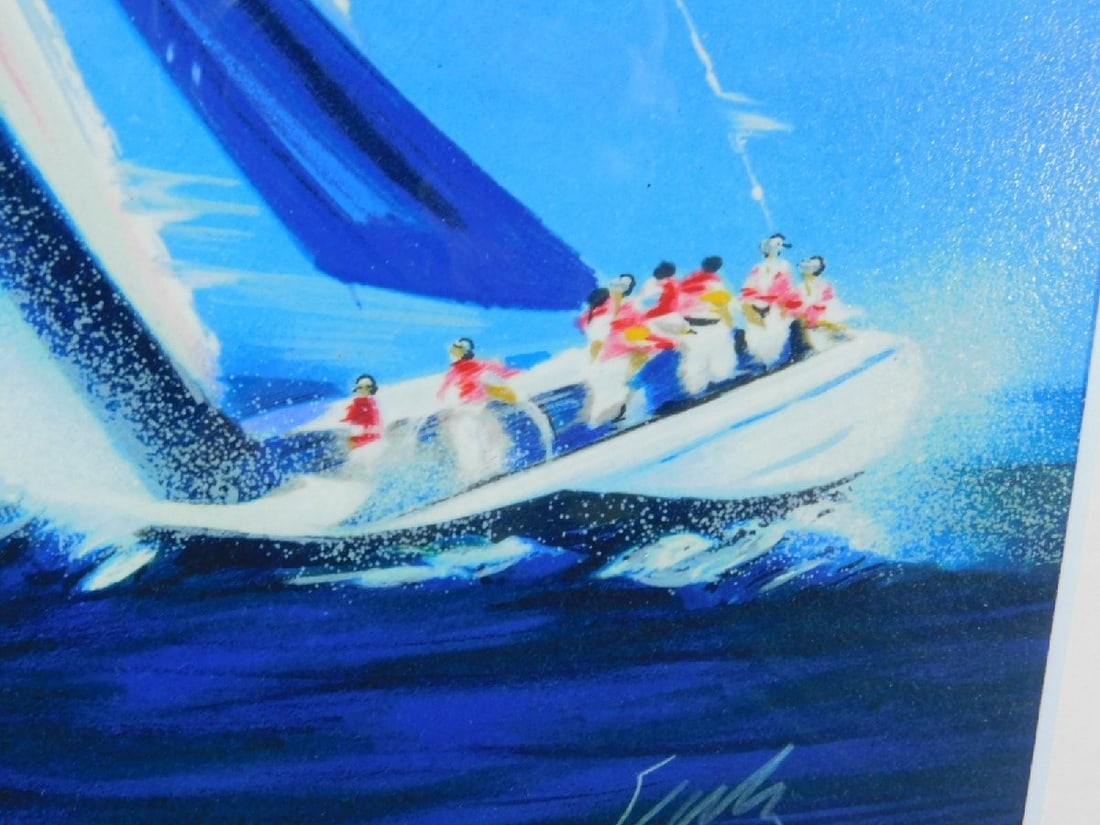 Framed Victor Spahn Lithograph Sailing Boat Americas Cup Signed Numbered 40/ 200 - 5