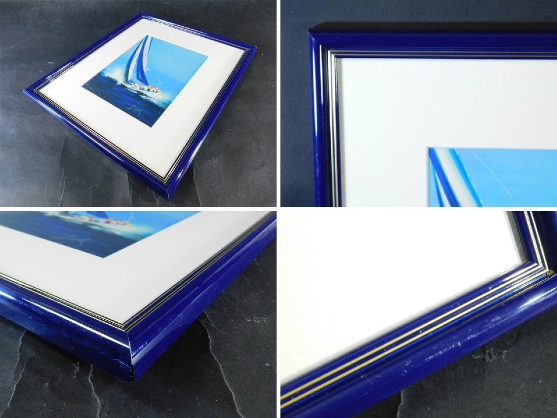 Framed Victor Spahn Lithograph Sailing Boat Americas Cup Signed Numbered 40/ 200 - 8