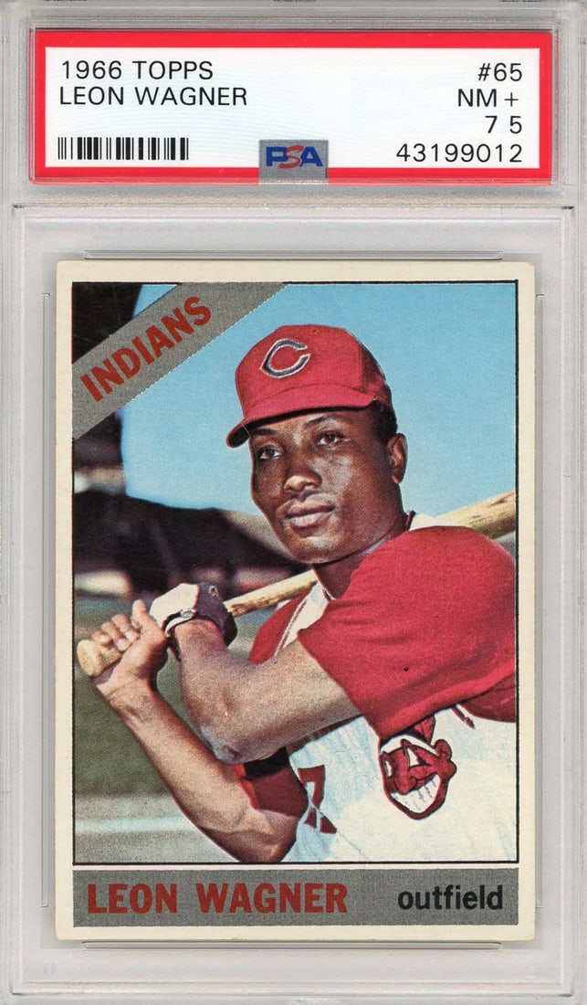 7.5) Leon Wagner 1966 Topps Card #65 (PSA NM+ (1 of 2)