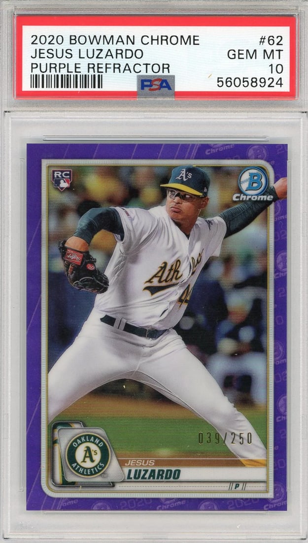 (PSA) Jesus Luzardo 2020 Bowman Chrome Purple Refractor Rookie Card #62 (1 of 2)