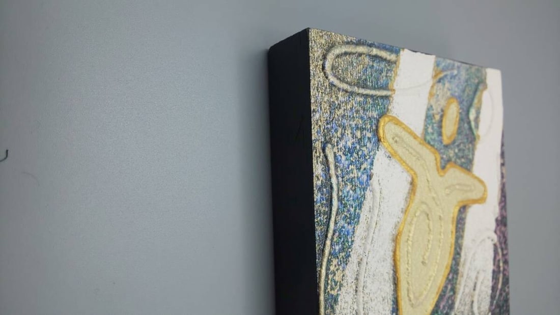 BLUE LIGHT Acrylic painting Signed 10.2cm x 10.2cm Original - ANDY LAKEY - 6