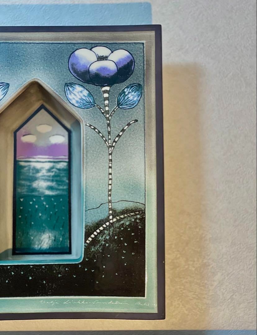 Signe Helj Liukko-Sundstrm Arabia Finland Candle Holder Ceramic Art Plate 1990 - 5