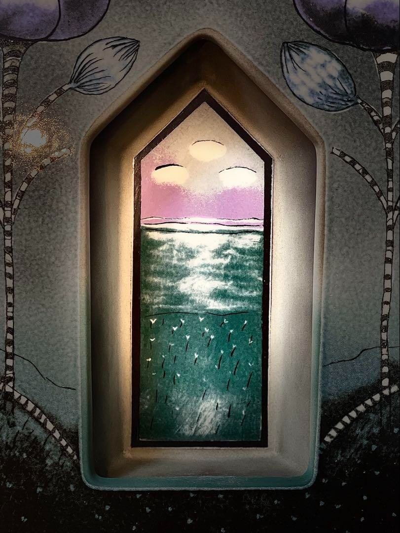 Signe Helj Liukko-Sundstrm Arabia Finland Candle Holder Ceramic Art Plate 1990 - 8