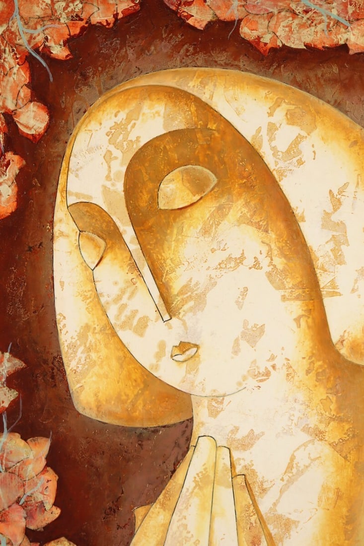 Art Tigran Yukhanyan Original Painting 1996 Female Figure Armenian Relief - 6