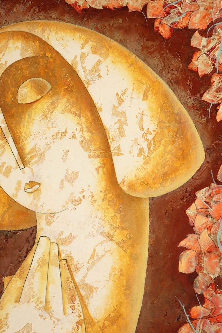 Art Tigran Yukhanyan Original Painting 1996 Female Figure Armenian Relief - 7