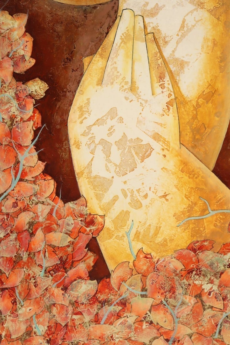 Art Tigran Yukhanyan Original Painting 1996 Female Figure Armenian Relief - 9