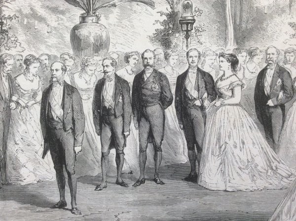 Engraving Paris Exposition Universelle 1867 Russian Embassy Ball with Sovereigns - 2