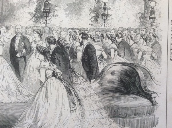Engraving Paris Exposition Universelle 1867 Russian Embassy Ball with Sovereigns - 3