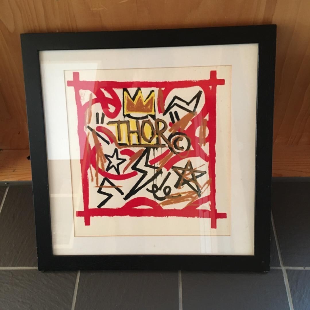 silkscreen Jean Michel Basquiat THOR Thunder God: silkscreen Jean Michel Basquiat THOR Thunder God This listing features silkscreen Jean Michel Basquiat THOR Thunder God. Item specifics are provided below. Item Specifics: Artist: Jean-Michel Basquiat