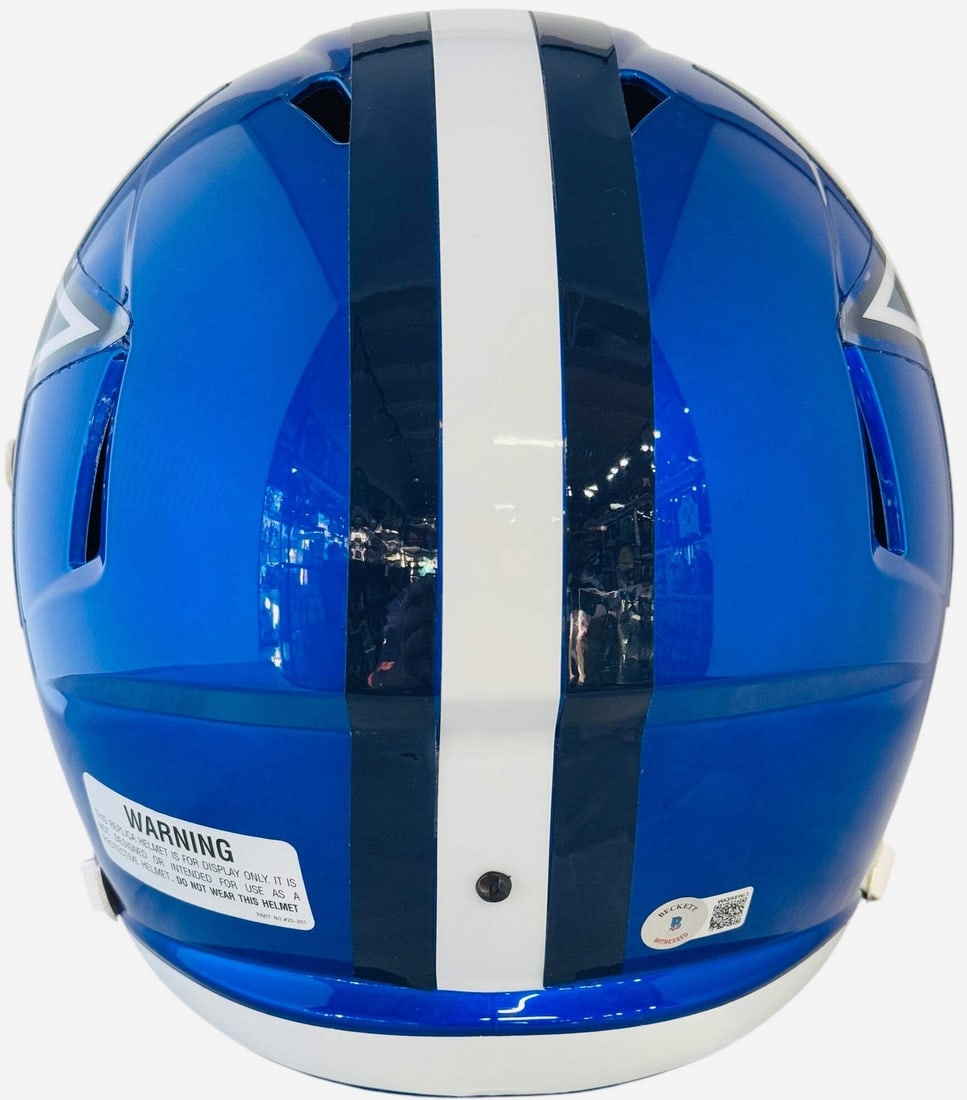 (Beck Herschel Walker Autographed Cowboys Blue Speed Full Size Helmet with Visor - 2