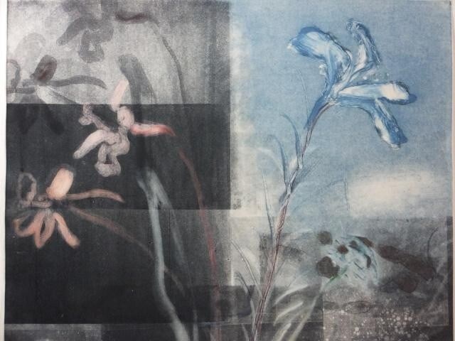 1984 Mary Frank (UK) Original Monoprint on wove Signed in pencil "FLOWERS II" - 3