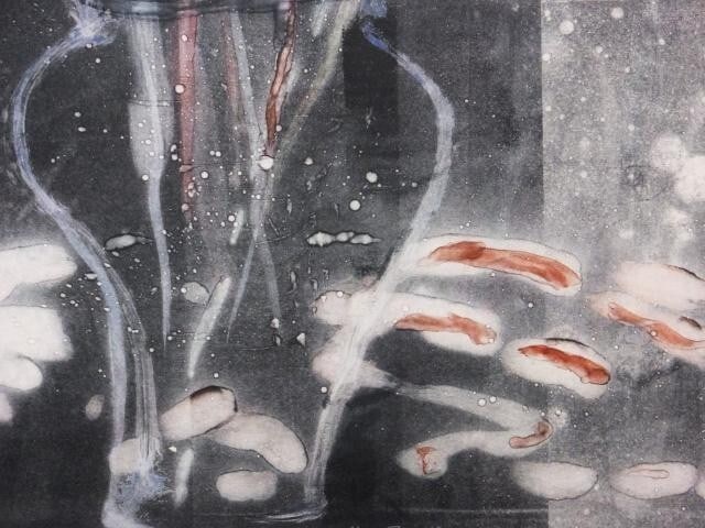 1984 Mary Frank (UK) Original Monoprint on wove Signed in pencil "FLOWERS II" - 4