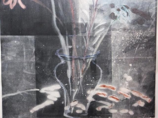 1984 Mary Frank (UK) Original Monoprint on wove Signed in pencil "FLOWERS II" - 8