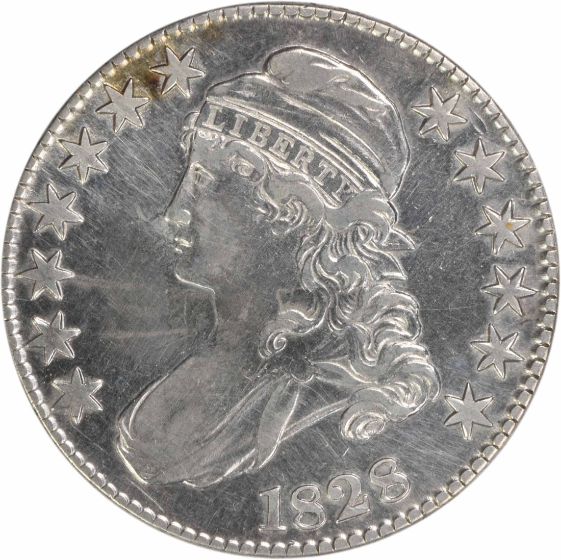 Uncertified 1828 Bust Silver Half Dollar EF (1 of 2)