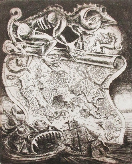 Art Jiri Havlicek "Beda Wunderland" 1978 Etching E.A. Signed Surrealist Czech - 2