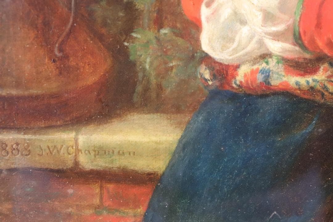 Painting Antique 19th Century Portrait by J.W. Chapman (1888)/ Original Oil - 16